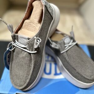 Hey Dude Women’s Taupe Canvas Slip-On Loafers